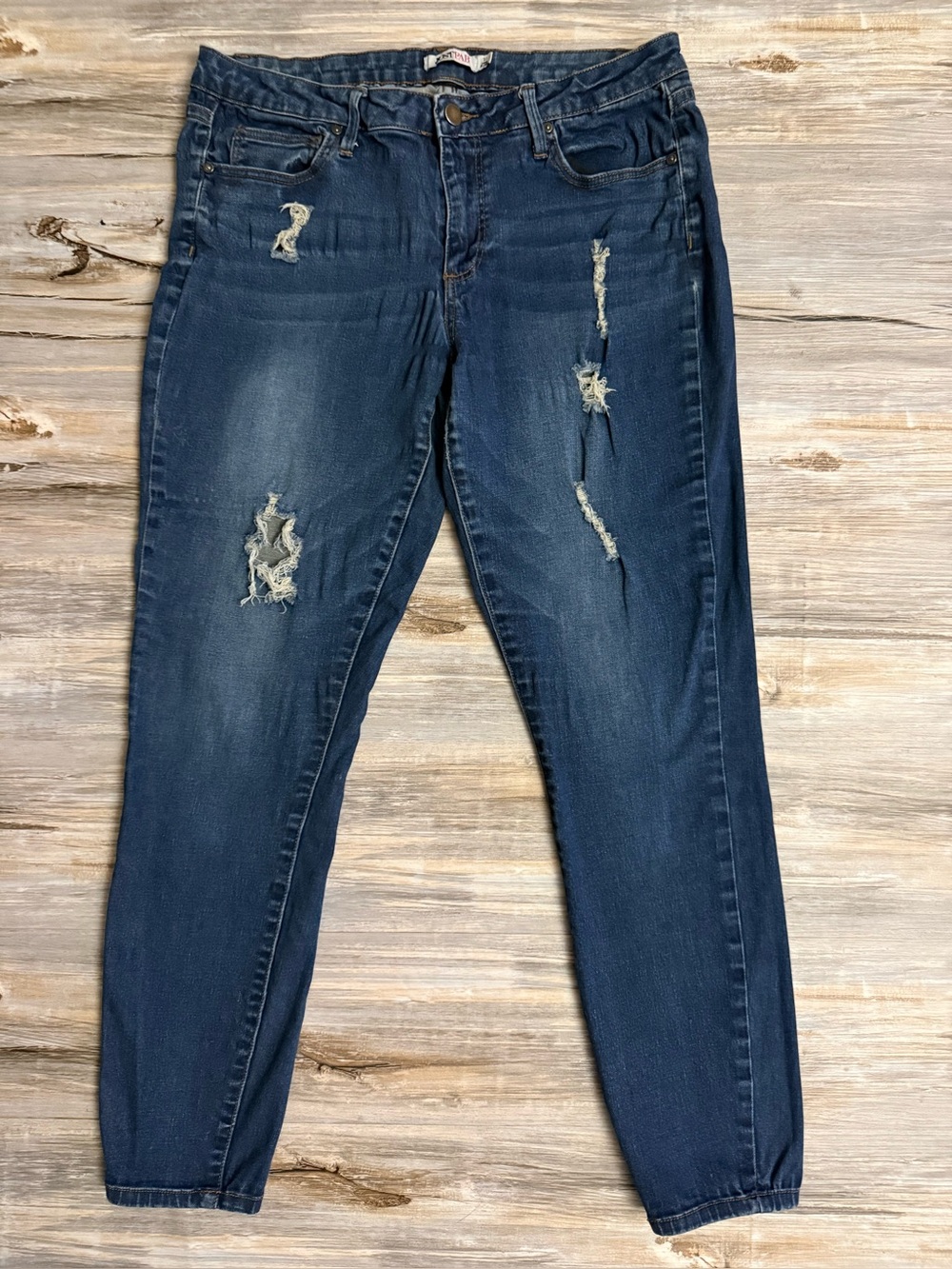 Just Fab Jeans Women’s 31 Super Skinny Distressed Dark Blue
